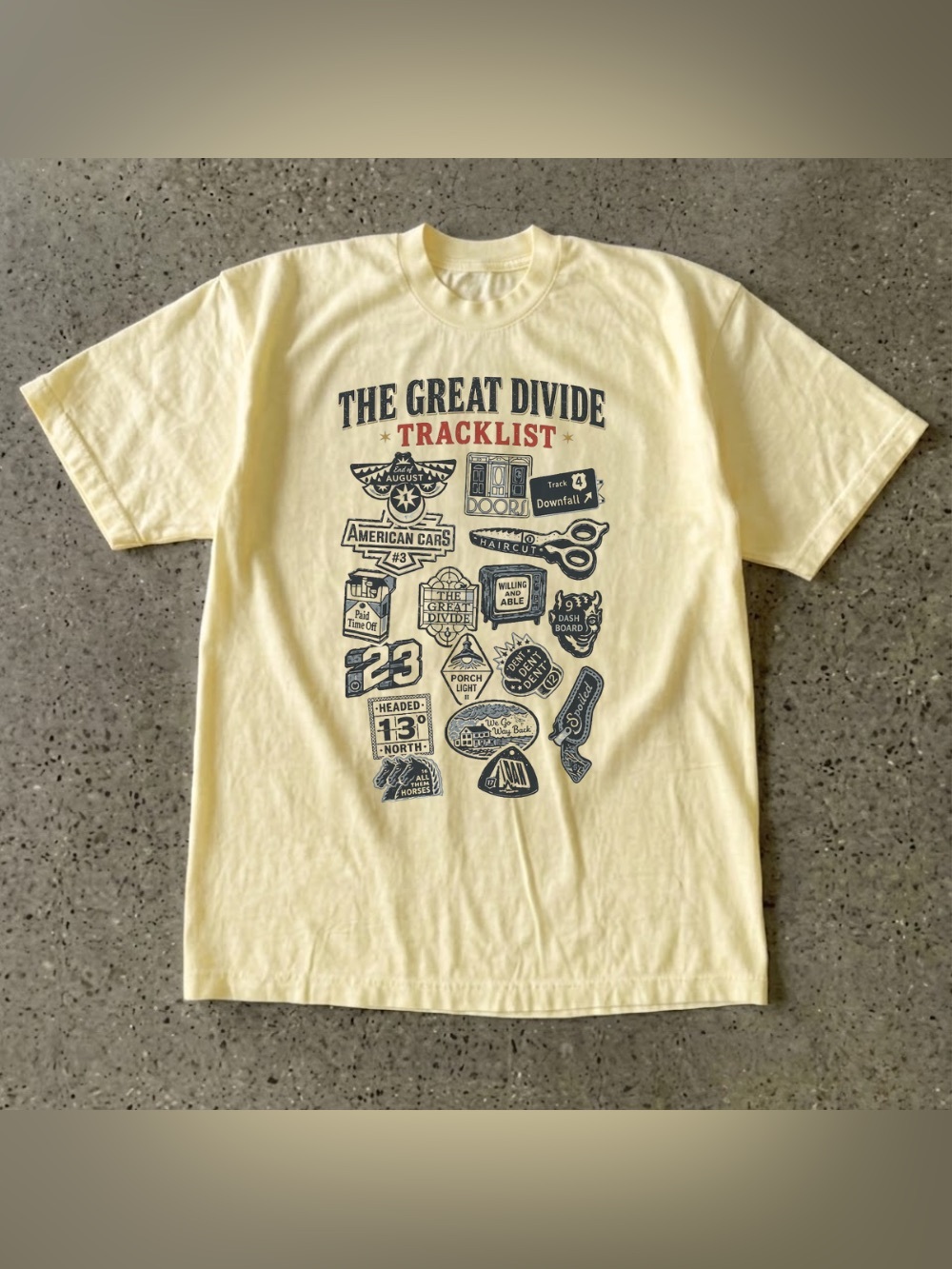 Noah Kahan The Great Divide Tracklist Album Pastel Yellow Haze Graphic T-Shirt